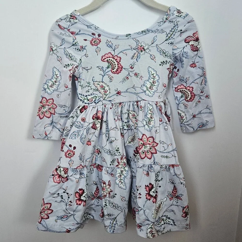 NWT Janie and Jack Everyday 3/4 Sleeve Dress Floral Paisley Tier Sz 12-18 Months